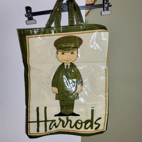 ❤️ 3 for $35 vintage Harrods concierge man london large vinyl tote shopper bag - Picture 1 of 3
